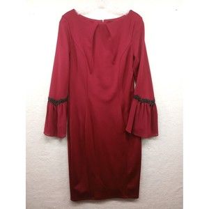 Tall Paper Dolls London Dress Women SZ 8 Fuscia Juliette Bell Sleeve Lace Detail